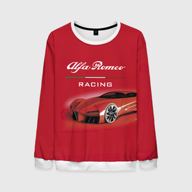 Мужской свитшот 3D с принтом Alfa Romeo   red dream , 100% полиэстер с мягким внутренним слоем | круглый вырез горловины, мягкая резинка на манжетах и поясе, свободная посадка по фигуре | Тематика изображения на принте: alfa romeo | car | italy | motorsport | power | prestige | racing | team | автомобиль | автоспорт | альфа ромео | гонка | италия