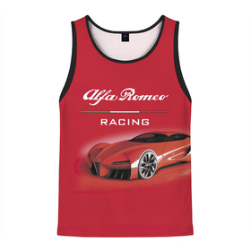 Мужская майка 3D с принтом Alfa Romeo   red dream в Петрозаводске, 100% полиэстер | круглая горловина, приталенный силуэт, длина до линии бедра. Пройма и горловина окантованы тонкой бейкой | alfa romeo | car | italy | motorsport | power | prestige | racing | team | автомобиль | автоспорт | альфа ромео | гонка | италия