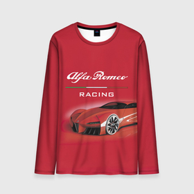 Мужской лонгслив 3D с принтом Alfa Romeo   red dream , 100% полиэстер | длинные рукава, круглый вырез горловины, полуприлегающий силуэт | Тематика изображения на принте: alfa romeo | car | italy | motorsport | power | prestige | racing | team | автомобиль | автоспорт | альфа ромео | гонка | италия