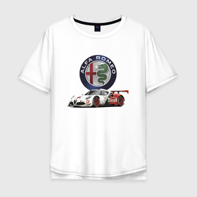 Мужская футболка хлопок Oversize с принтом Alfa Romeo   motorsport в Екатеринбурге, 100% хлопок | свободный крой, круглый ворот, “спинка” длиннее передней части | alfa romeo | car | italy | motorsport | power | prestige | racing | team | автомобиль | автоспорт | альфа ромео | гонка | италия