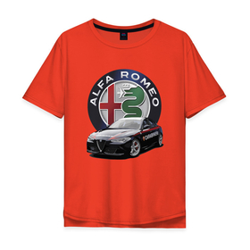 Мужская футболка хлопок Oversize с принтом Alfa Romeo Carabinieri в Тюмени, 100% хлопок | свободный крой, круглый ворот, “спинка” длиннее передней части | alfa romeo | car | carabinieri | italy | motorsport | power | prestige | racing | team | автомобиль | автоспорт | альфа ромео | гонка | италия