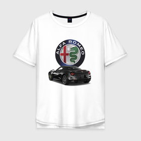 Мужская футболка хлопок Oversize с принтом Alfa Romeo   my dream в Екатеринбурге, 100% хлопок | свободный крой, круглый ворот, “спинка” длиннее передней части | alfa romeo | car | italy | motorsport | power | prestige | racing | team | автомобиль | автоспорт | альфа ромео | гонка | италия