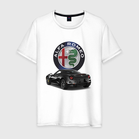 Мужская футболка хлопок с принтом Alfa Romeo   my dream в Тюмени, 100% хлопок | прямой крой, круглый вырез горловины, длина до линии бедер, слегка спущенное плечо. | alfa romeo | car | italy | motorsport | power | prestige | racing | team | автомобиль | автоспорт | альфа ромео | гонка | италия