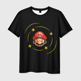 Мужская футболка 3D с принтом Звездочки вокруг Марио в Курске, 100% полиэфир | прямой крой, круглый вырез горловины, длина до линии бедер | game | games | mario | star | stars | звёздочки | звёзды | игра | игры | марио