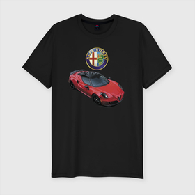 Мужская футболка хлопок Slim с принтом Alfa Romeo   просто мечта , 92% хлопок, 8% лайкра | приталенный силуэт, круглый вырез ворота, длина до линии бедра, короткий рукав | alfa romeo | car | italy | motorsport | power | prestige | racing | team | автомобиль | автоспорт | альфа ромео | гонка | италия