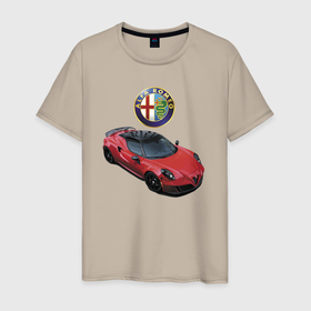 Мужская футболка хлопок с принтом Alfa Romeo   просто мечта в Белгороде, 100% хлопок | прямой крой, круглый вырез горловины, длина до линии бедер, слегка спущенное плечо. | alfa romeo | car | italy | motorsport | power | prestige | racing | team | автомобиль | автоспорт | альфа ромео | гонка | италия