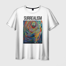 Мужская футболка 3D с принтом Сюрреализм картина   лицо в Белгороде, 100% полиэфир | прямой крой, круглый вырез горловины, длина до линии бедер | Тематика изображения на принте: surrealism | искусство | картина | разноцветный | сюреализм