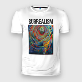 Мужская футболка 3D Slim с принтом Сюрреализм картина   лицо в Санкт-Петербурге, 100% полиэстер с улучшенными характеристиками | приталенный силуэт, круглая горловина, широкие плечи, сужается к линии бедра | surrealism | искусство | картина | разноцветный | сюреализм