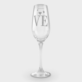 Фужер для шампанского с принтом Ve ,  |  | 14 февраля | буква | гравировка | любовь | надпись | сердечки