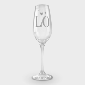 Фужер для шампанского с принтом Lo. в Тюмени,  |  | 14 февраля | буквы | гравировка | любовь | надпись | сердечки
