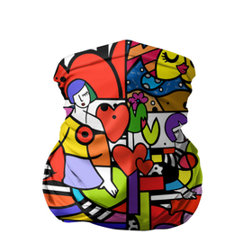 Бандана-труба 3D с принтом Romero Britto   love collage. в Петрозаводске, 100% полиэстер, ткань с особыми свойствами — Activecool | плотность 150‒180 г/м2; хорошо тянется, но сохраняет форму | brazilian artist | bright colors | cubism | emoji | fishes | fl | girls | graffiti | pop art | romero britto | бразильский художник | граффити | девушки | день святого валентина | коллаж | кубизм | любовь | ромеро бритто | рыбы 