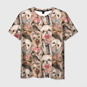 Мужская футболка 3D с принтом Паттерн йорки в Белгороде, 100% полиэфир | прямой крой, круглый вырез горловины, длина до линии бедер | выставка собак | декоративная собака | для питомников | заводчик йорков | йорк | йоркширский терьер | принт собака