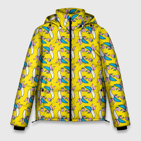 Мужская зимняя куртка 3D с принтом Летний узор. Забавные бананчики в Белгороде, верх — 100% полиэстер; подкладка — 100% полиэстер; утеплитель — 100% полиэстер | длина ниже бедра, свободный силуэт Оверсайз. Есть воротник-стойка, отстегивающийся капюшон и ветрозащитная планка. 

Боковые карманы с листочкой на кнопках и внутренний карман на молнии. | банан | летний | лето | разноцветный | фрукты