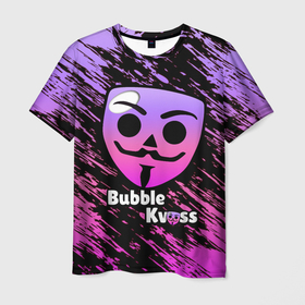 Мужская футболка 3D с принтом БАБЛ КВАС   BUBBLE KVASS , 100% полиэфир | прямой крой, круглый вырез горловины, длина до линии бедер | brawl stars | бабл квас | бабле квас | баблквас | бравл старс | игра | мем
