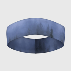 Повязка на голову 3D с принтом КРАСИВЫЙ ЛЕС В ТУМАНЕ в Курске,  |  | forest | деревья | дым | лес | мрачный лес | природа | туман