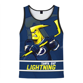 Мужская майка 3D с принтом Тампа Бэй Лайтнинг, Tampa Bay Lightning в Екатеринбурге, 100% полиэстер | круглая горловина, приталенный силуэт, длина до линии бедра. Пройма и горловина окантованы тонкой бейкой | Тематика изображения на принте: hockey | lightning | nhl | tampa bay | tampa bay lightning | usa | лайтнинг | маскот | москот | нхл | спорт | сша | тампабэй | тампабэй лайтнинг | хоккей | шайба