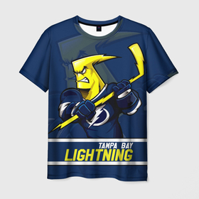 Мужская футболка 3D с принтом Тампа Бэй Лайтнинг, Tampa Bay Lightning , 100% полиэфир | прямой крой, круглый вырез горловины, длина до линии бедер | hockey | lightning | nhl | tampa bay | tampa bay lightning | usa | лайтнинг | маскот | москот | нхл | спорт | сша | тампабэй | тампабэй лайтнинг | хоккей | шайба