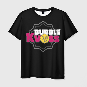 Мужская футболка 3D с принтом Bubble Kvass   emblem в Петрозаводске, 100% полиэфир | прямой крой, круглый вырез горловины, длина до линии бедер | Тематика изображения на принте: computer game | meme | memes | mobile | parody | бабл квас | компьютерная игра | мемная | мемы | мобильная | пародия