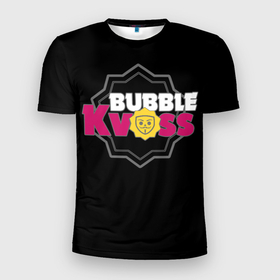 Мужская футболка 3D Slim с принтом Bubble Kvass   emblem в Тюмени, 100% полиэстер с улучшенными характеристиками | приталенный силуэт, круглая горловина, широкие плечи, сужается к линии бедра | computer game | meme | memes | mobile | parody | бабл квас | компьютерная игра | мемная | мемы | мобильная | пародия