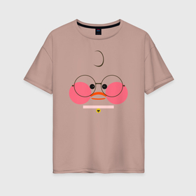 Женская футболка хлопок Oversize с принтом Im Lalafanfan cotton в Санкт-Петербурге, 100% хлопок | свободный крой, круглый ворот, спущенный рукав, длина до линии бедер
 | lalafanfan | лалафанфан | милота | очки | птица | утка