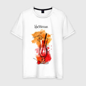 Мужская футболка хлопок с принтом Hurrcane cocktail в Санкт-Петербурге, 100% хлопок | прямой крой, круглый вырез горловины, длина до линии бедер, слегка спущенное плечо. | hurrcane | вечеринка | женские | коктейль | напитки | отдых | праздник | ураган | экзотик