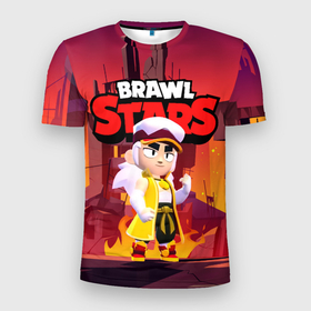 Мужская футболка 3D Slim с принтом FANG BRAWL STARS HELL в Тюмени, 100% полиэстер с улучшенными характеристиками | приталенный силуэт, круглая горловина, широкие плечи, сужается к линии бедра | brawl | brawl stars | brawlstars | fang | бравлстарс | фанг | фанк | фэнг