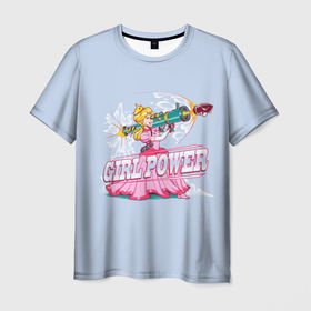 Мужская футболка 3D с принтом Сила принцессы , 100% полиэфир | прямой крой, круглый вырез горловины, длина до линии бедер | Тематика изображения на принте: game | games | girls power | mario | princess | женская сила | игра | игры | марио