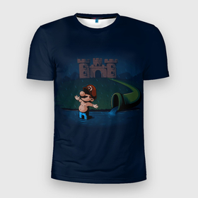 Мужская футболка 3D Slim с принтом Купающийся Марио в Курске, 100% полиэстер с улучшенными характеристиками | приталенный силуэт, круглая горловина, широкие плечи, сужается к линии бедра | game | games | mario | игра | игры | марио