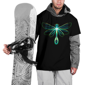 Накидка на куртку 3D с принтом Неоновая стрекоза в Екатеринбурге, 100% полиэстер |  | dragonfly | flight | insect | neon | paint | wings | краски | крылья | насекомое | неон | неоновая | полет | стрекоза