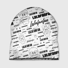 Шапка 3D с принтом LALAFANFAN pattern   ЛАЛАФАНФАН паттерн , 100% полиэстер | универсальный размер, печать по всей поверхности изделия | kawaii | lalafanfan | игрушка | кавай | лалафанфан | милый | плюшевый | утенок | утка
