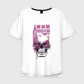 Мужская футболка хлопок Oversize с принтом Big Ben  Hooligan в Кировске, 100% хлопок | свободный крой, круглый ворот, “спинка” длиннее передней части | big ben | england | hooligan | jaw | skull | teeth | англия | биг бен | зубы | очки | пасть | хулиган | череп