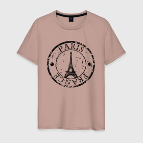 Мужская футболка хлопок с принтом Париж, Франция, Эйфелева башня в Санкт-Петербурге, 100% хлопок | прямой крой, круглый вырез горловины, длина до линии бедер, слегка спущенное плечо. | eiffel tower | fashion | france | paris | stamp | мода | париж | печать | франция | штамп | эйфелева башня