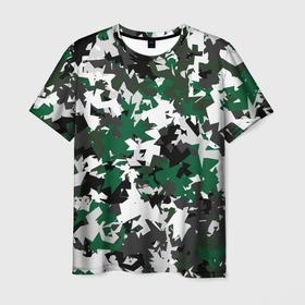 Мужская футболка 3D с принтом Зелено черный камуфляж , 100% полиэфир | прямой крой, круглый вырез горловины, длина до линии бедер | камуфляж | клуб | краснодар | милитари | патерн | фк | футбол | футбольный