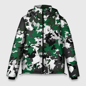 Мужская зимняя куртка 3D с принтом Зелено черный камуфляж в Санкт-Петербурге, верх — 100% полиэстер; подкладка — 100% полиэстер; утеплитель — 100% полиэстер | длина ниже бедра, свободный силуэт Оверсайз. Есть воротник-стойка, отстегивающийся капюшон и ветрозащитная планка. 

Боковые карманы с листочкой на кнопках и внутренний карман на молнии. | камуфляж | клуб | краснодар | милитари | патерн | фк | футбол | футбольный