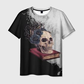 Мужская футболка 3D с принтом Ритуал в Санкт-Петербурге, 100% полиэфир | прямой крой, круглый вырез горловины, длина до линии бедер | арт | графика | книга | ритуал | розы | ужасы | черепа