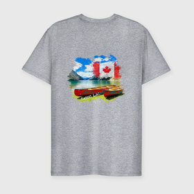 Мужская футболка хлопок Slim с принтом Путешествие. Канада. Ванкувер. в Кировске, 92% хлопок, 8% лайкра | приталенный силуэт, круглый вырез ворота, длина до линии бедра, короткий рукав | ванкувер | горы | канада | канадский флаг | лодки | озеро | озеро сетон | отпуск | путешествие | туризм | фотография