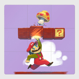 Магнитный плакат 3Х3 с принтом Mario game art в Петрозаводске, Полимерный материал с магнитным слоем | 9 деталей размером 9*9 см | Тематика изображения на принте: 