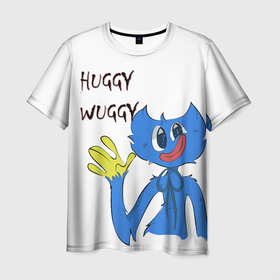 Мужская футболка 3D с принтом Huggy Wuggy   Poppy Playtime (Хагги Вагги) в Белгороде, 100% полиэфир | прямой крой, круглый вырез горловины, длина до линии бедер | Тематика изображения на принте: huggy wuggy | poppy playtime | монстр | синий | хагги вагги