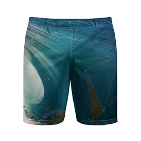 Мужские шорты спортивные с принтом Геометрия на волне ,  |  | брызги | вода | волна | геометрия | геометрия на волне | линии | море