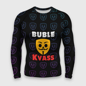 Мужской рашгард 3D с принтом Bubble kvass anonymous logo в Новосибирске,  |  | бабл квас | игра | мобильные игры