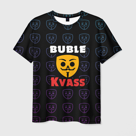 Мужская футболка 3D с принтом Bubble kvass anonymous logo , 100% полиэфир | прямой крой, круглый вырез горловины, длина до линии бедер | бабл квас | игра | мобильные игры