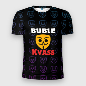 Мужская футболка 3D Slim с принтом Bubble kvass anonymous logo в Белгороде, 100% полиэстер с улучшенными характеристиками | приталенный силуэт, круглая горловина, широкие плечи, сужается к линии бедра | бабл квас | игра | мобильные игры