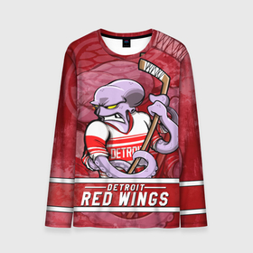 Мужской лонгслив 3D с принтом Детройт Ред Уингз, Detroit Red Wings Маскот в Новосибирске, 100% полиэстер | длинные рукава, круглый вырез горловины, полуприлегающий силуэт | Тематика изображения на принте: detroit | detroit red wings | hockey | nhl | red wings | usa | детройд | детройт | детройт ред уингз | маскот | нхл | ред уингз | спорт | сша | хоккей | шайба
