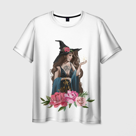 Мужская футболка 3D с принтом Девушка ведьма в Санкт-Петербурге, 100% полиэфир | прямой крой, круглый вырез горловины, длина до линии бедер | ведьма | волшебница | волшебство | девушка | колдовство | колдунья | магия | эзотерика