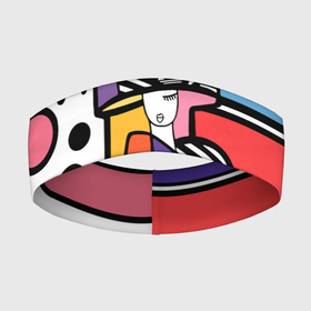 Повязка на голову 3D с принтом Girl in a round hat в Белгороде,  |  | brazilian artist | bright colors | cubism | emoji | girl | graffiti | hear | pop art | romero britto | round hat | бразильский художник | граффити | девушка | день святого валентина | круглая шляпа | кубизм | любовь | ромеро бри