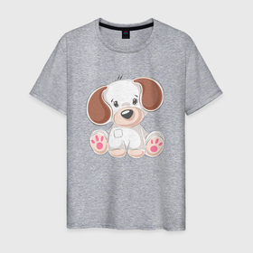 Мужская футболка хлопок с принтом Маленькая милая собачка в Курске, 100% хлопок | прямой крой, круглый вырез горловины, длина до линии бедер, слегка спущенное плечо. | милая | пес | песик | собака | собачка