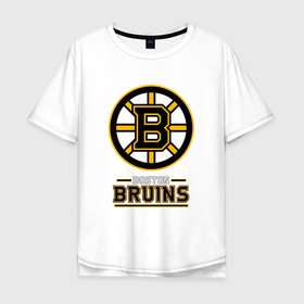 Мужская футболка хлопок Oversize с принтом Boston Bruins , Бостон Брюинз в Екатеринбурге, 100% хлопок | свободный крой, круглый ворот, “спинка” длиннее передней части | Тематика изображения на принте: boston | boston bruins | bruins | hockey | nhl | usa | бостон | бостон брюинз | нхл | спорт | сша | хоккей | шайба