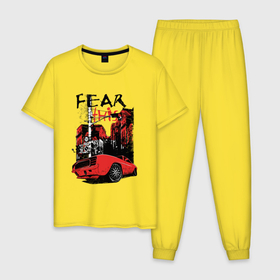 Мужская пижама хлопок с принтом Fear this в Тюмени, 100% хлопок | брюки и футболка прямого кроя, без карманов, на брюках мягкая резинка на поясе и по низу штанин
 | car | city | hype | street | автомобиль | город | улица | хайп