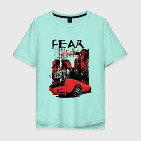 Мужская футболка хлопок Oversize с принтом Fear this в Кировске, 100% хлопок | свободный крой, круглый ворот, “спинка” длиннее передней части | Тематика изображения на принте: car | city | hype | street | автомобиль | город | улица | хайп