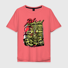 Мужская футболка хлопок Oversize с принтом Rock accident в Новосибирске, 100% хлопок | свободный крой, круглый ворот, “спинка” длиннее передней части | dude | guitar | rock | speaker | гитара | динамик | рок | чувак